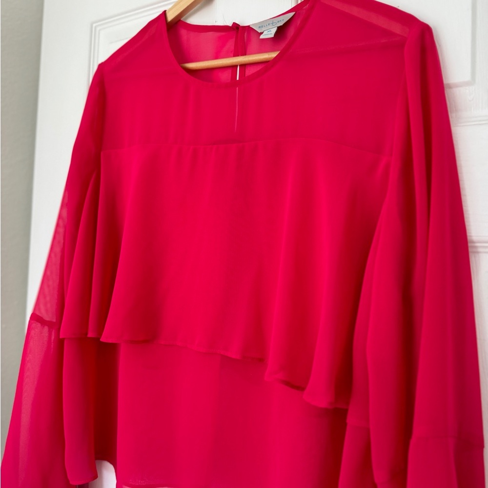 Belle Sky Vibrant Pink Flowy Blouse